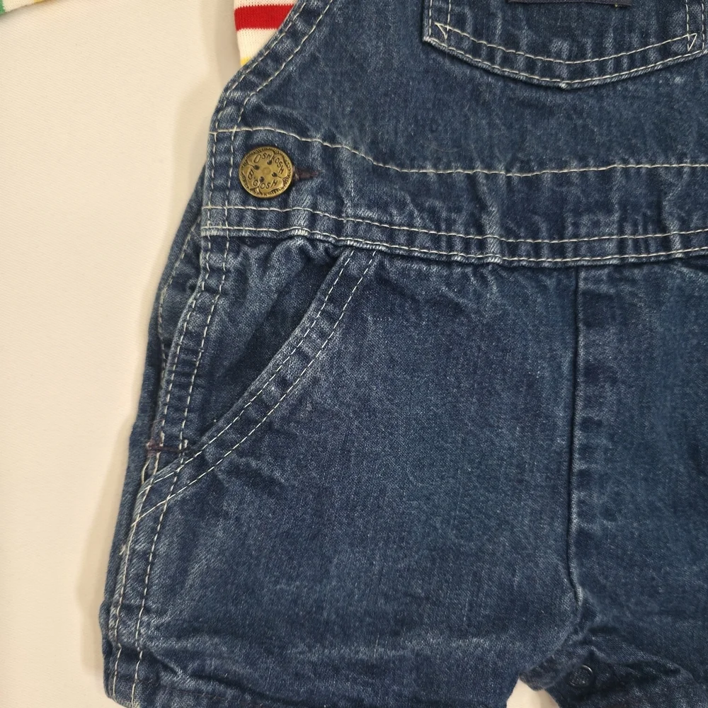 Vintage OshKosh B’Gosh Baby Overall Set USA Made 80s S Cotton